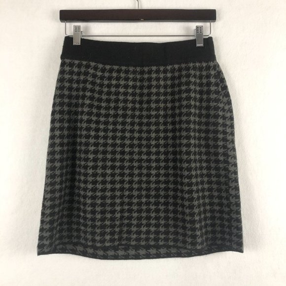 Willi Smith Women's Size Medium Black Grey Houndstooth Wool Blend Knit Skirt - Picture 2 of 4